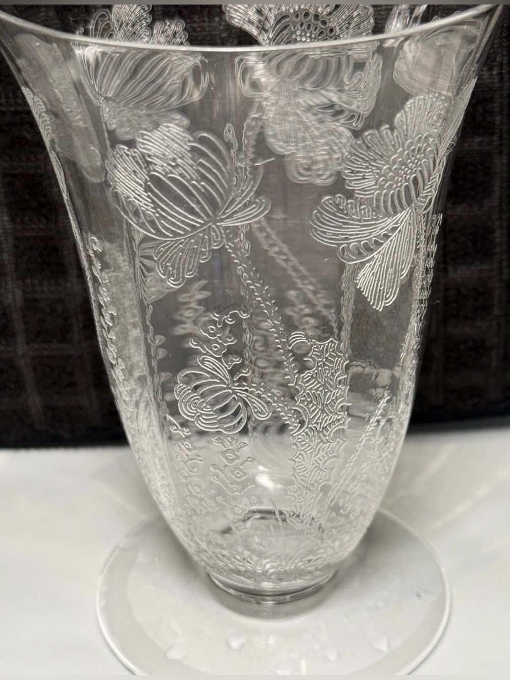 1930 Cambridge Glass Etched Gloria Clear
Footed Tumbler Floral Stem 3130 RARE - Picture 3 of 11